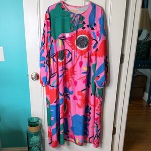 Scorpion Vibrant Pink Floral Desert Dress Plus Size